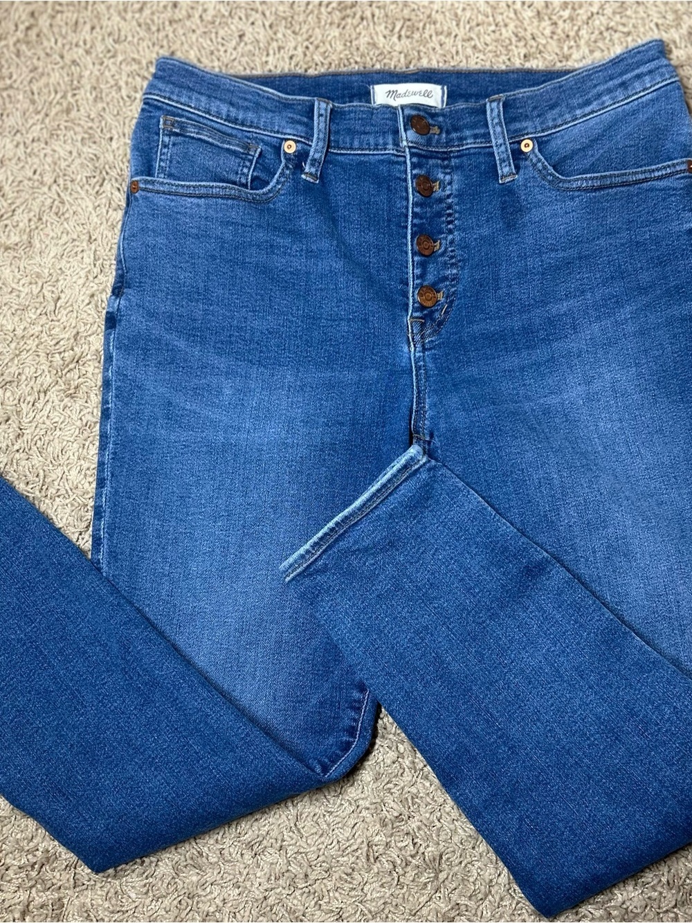 Madewell Midrise Skinny Crop Button Fly Size 32 Jeans Medium Wash Stretch - Picture 2 of 7